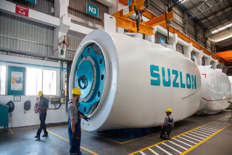 Suzlon closed at ₹76.58, up 4.98% from yesterday's